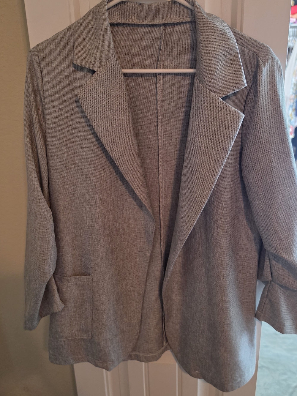 SHEIN Light Gray Open-Front Blazer Jacket